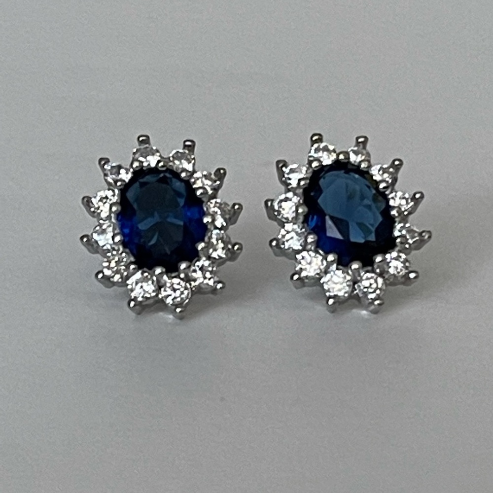 New Luxury Blue Color Sunflower 925 Sterling Silver Earrings for Women